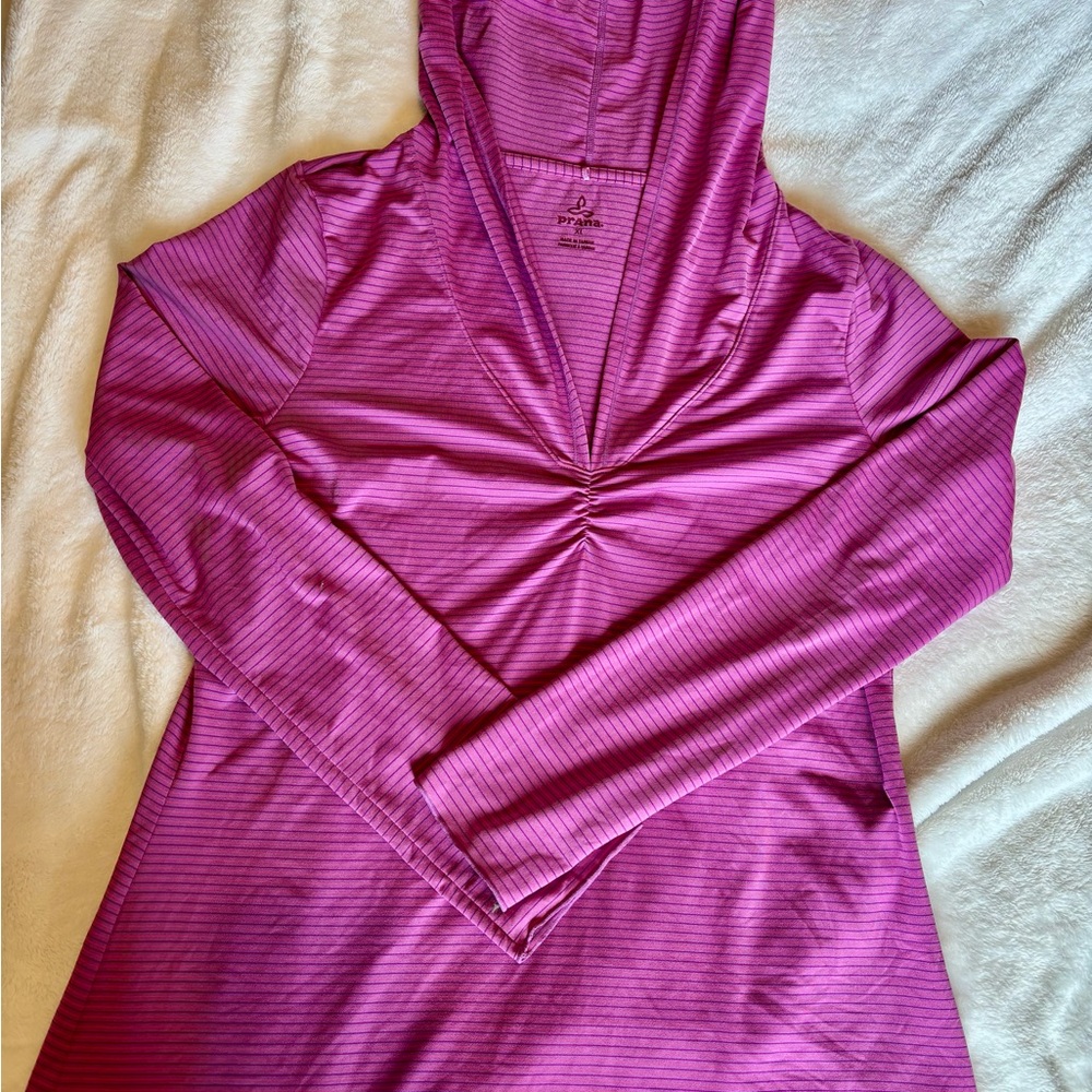 Prana Purple Striped Hooded Top